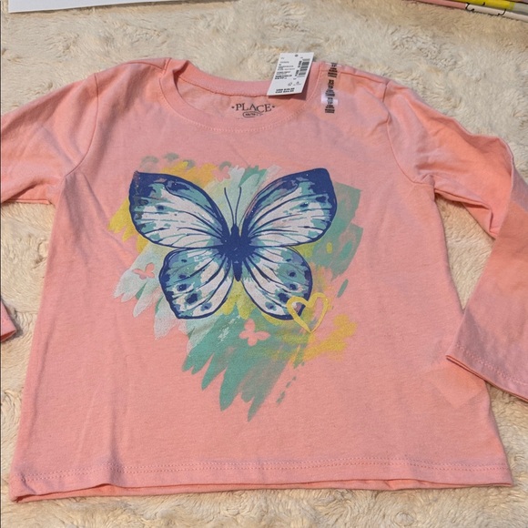 The Children's Place Other - The Children's Place Pink and Blue Butterfly Long Sleeve Tee